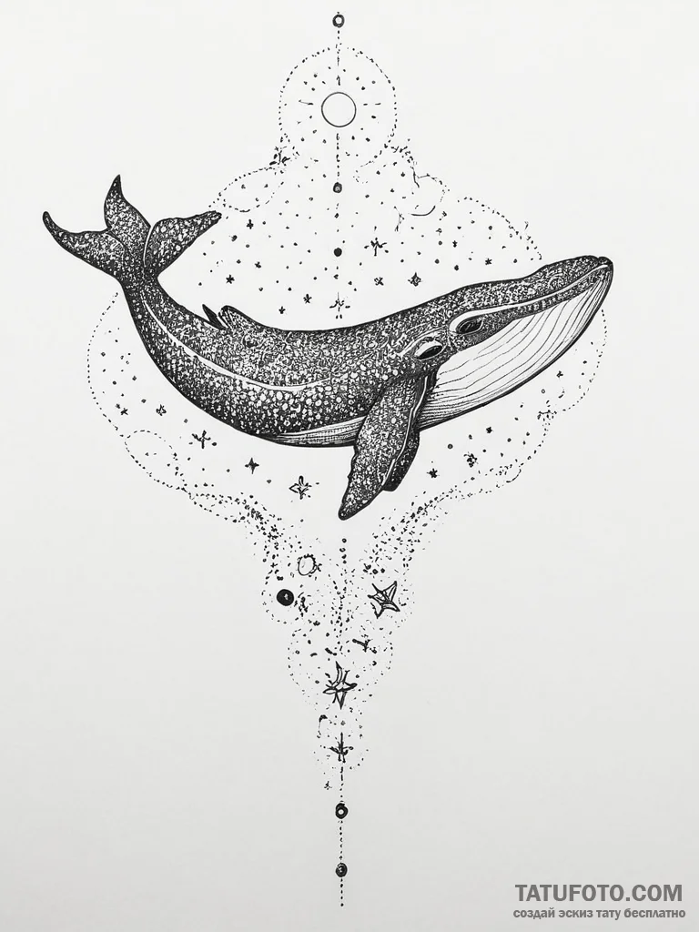 Tattoo sketch кит в космосе, tattoo sketch de... - эскиз тату (№1756740123_0, 01.09.2025 15:22) — Tatufoto.com