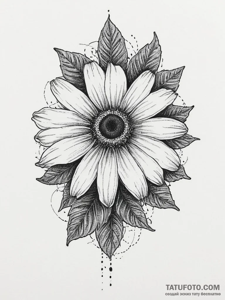 Tattoo sketch black-eyed susan, tattoo flash... - эскиз тату (№1756740713_0, 01.09.2025 15:31) — Tatufoto.com