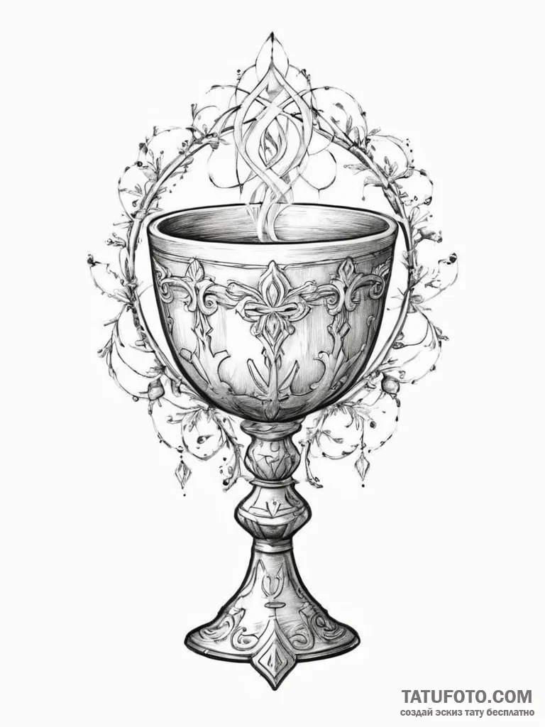 Tattoo sketch chalice pagan - эскиз тату (№1756741302_0, 01.09.2025 15:41) — Tatufoto.com