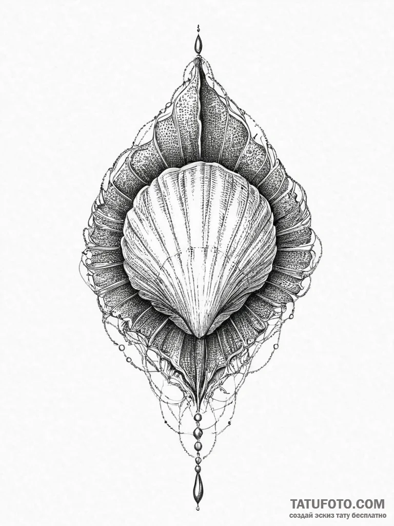 Tattoo sketch shell, artistic tattoo sketch,... - эскиз тату (№1756743071_0, 01.09.2025 16:11) — Tatufoto.com