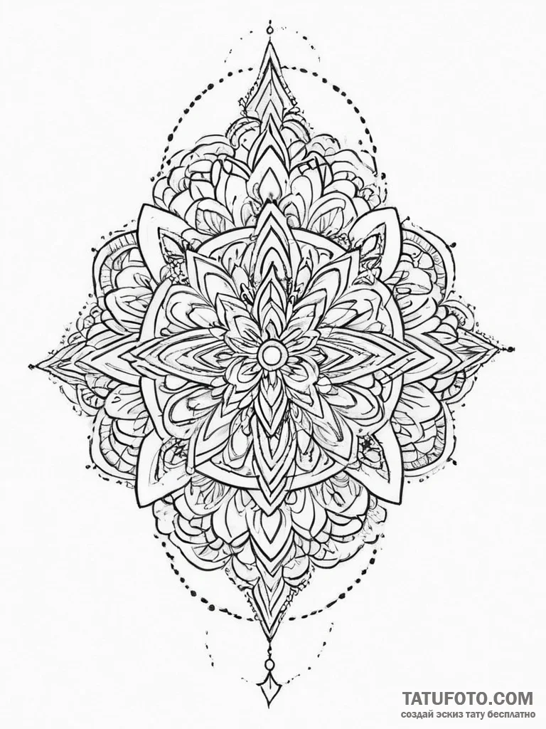 Tattoo sketch мандала из тонких линий, tattoo... - эскиз тату (№1756744645_0, 01.09.2025 16:37) — Tatufoto.com