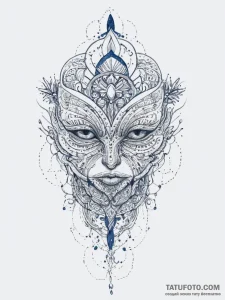 Tattoo sketch blue, ink illustration for tatt... - эскиз тату (№1756747396_0, 01.09.2025 17:23) — Tatufoto.com