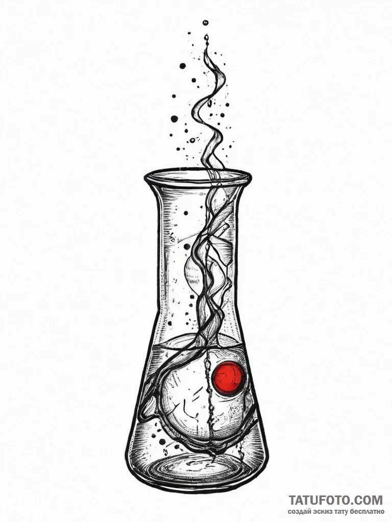 Tattoo sketch nerd science beaker, ink illust... - эскиз тату (№1756749164_0, 01.09.2025 17:52) — Tatufoto.com