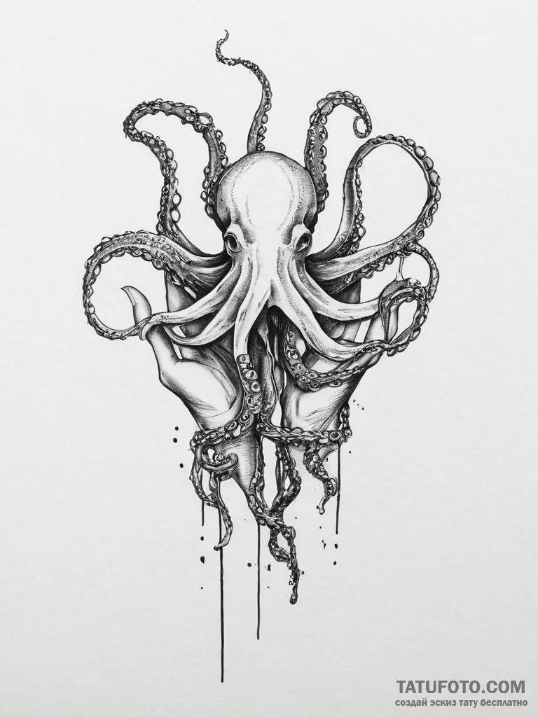 Tattoo sketch hands with an octopus, tattoo l... - эскиз тату (№1756761011_0, 01.09.2025 21:10) — Tatufoto.com