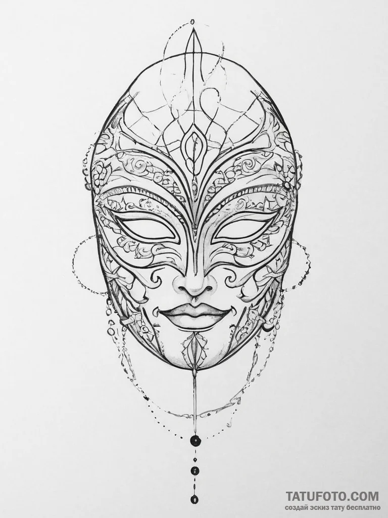 Tattoo sketch mask - эскиз тату (№1756762597_0, 01.09.2025 21:36) — Tatufoto.com