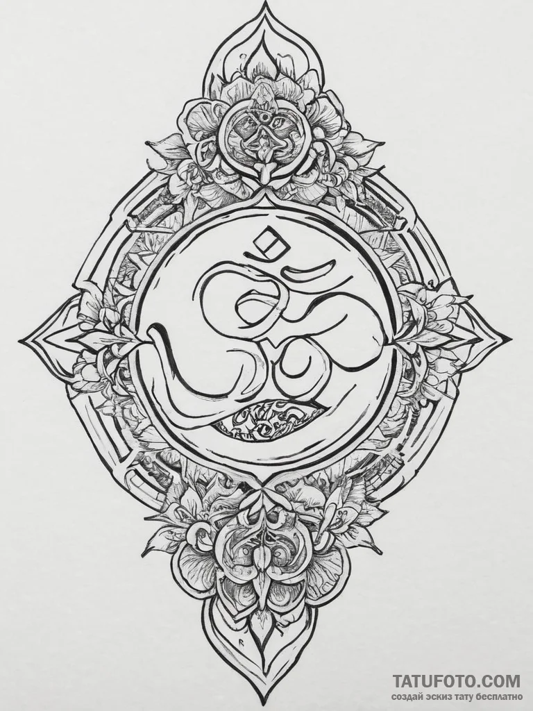 Tattoo sketch sacred om, concept art for tatt... - эскиз тату (№1756762806_0, 01.09.2025 21:40) — Tatufoto.com