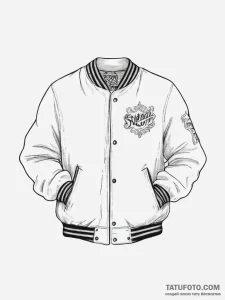 Tattoo sketch varsity jacket with a quote - эскиз тату (№1756763001_0, 01.09.2025 21:43) — Tatufoto.com