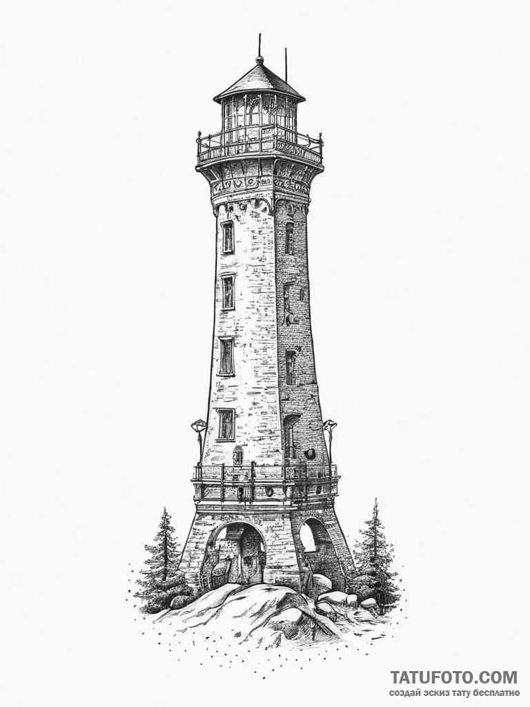 Tattoo sketch tower, artistic tattoo sketch,... - эскиз тату (№1756764422_0, 01.09.2025 22:07) — Tatufoto.com