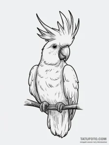 Tattoo sketch puns a cockatoo that says "i'm... - эскиз тату (№1756765219_0, 01.09.2025 22:20) — Tatufoto.com