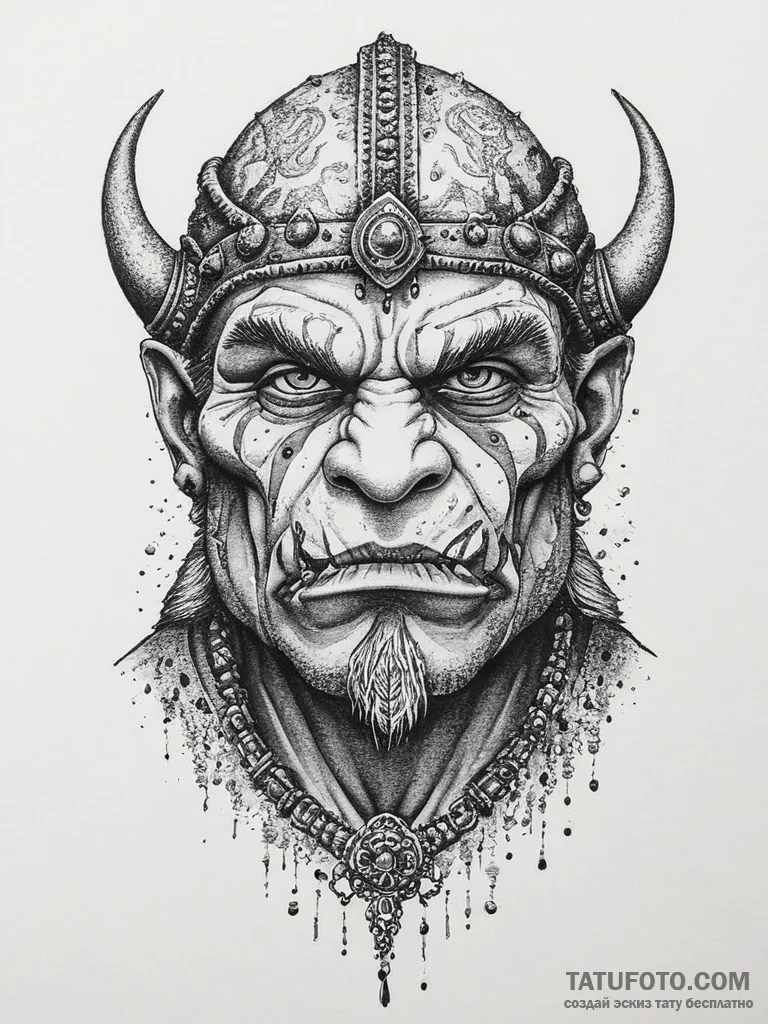 Tattoo sketch orc chieftain, tattoo sketch de... - эскиз тату (№1756765422_0, 01.09.2025 22:23) — Tatufoto.com