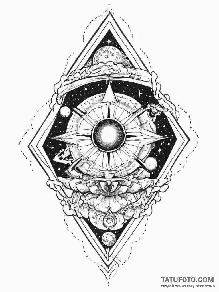Tattoo sketch cosmic tale, tattoo flash sheet... - эскиз тату (№1756765622_0, 01.09.2025 22:27) — Tatufoto.com
