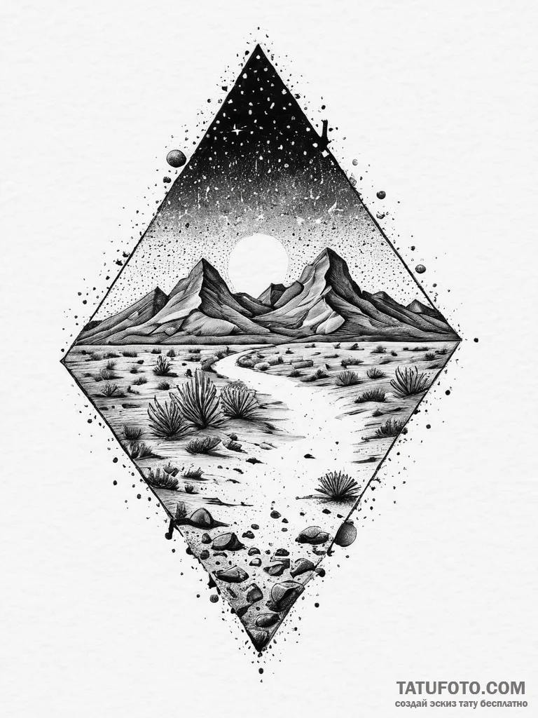 Tattoo sketch desert, concept art for tattoo,... - эскиз тату (№1756766612_0, 01.09.2025 22:43) — Tatufoto.com