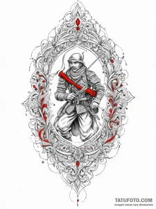 Tattoo sketch soldier with a scroll, tattoo s... - эскиз тату (№1756767401_0, 01.09.2025 22:56) — Tatufoto.com