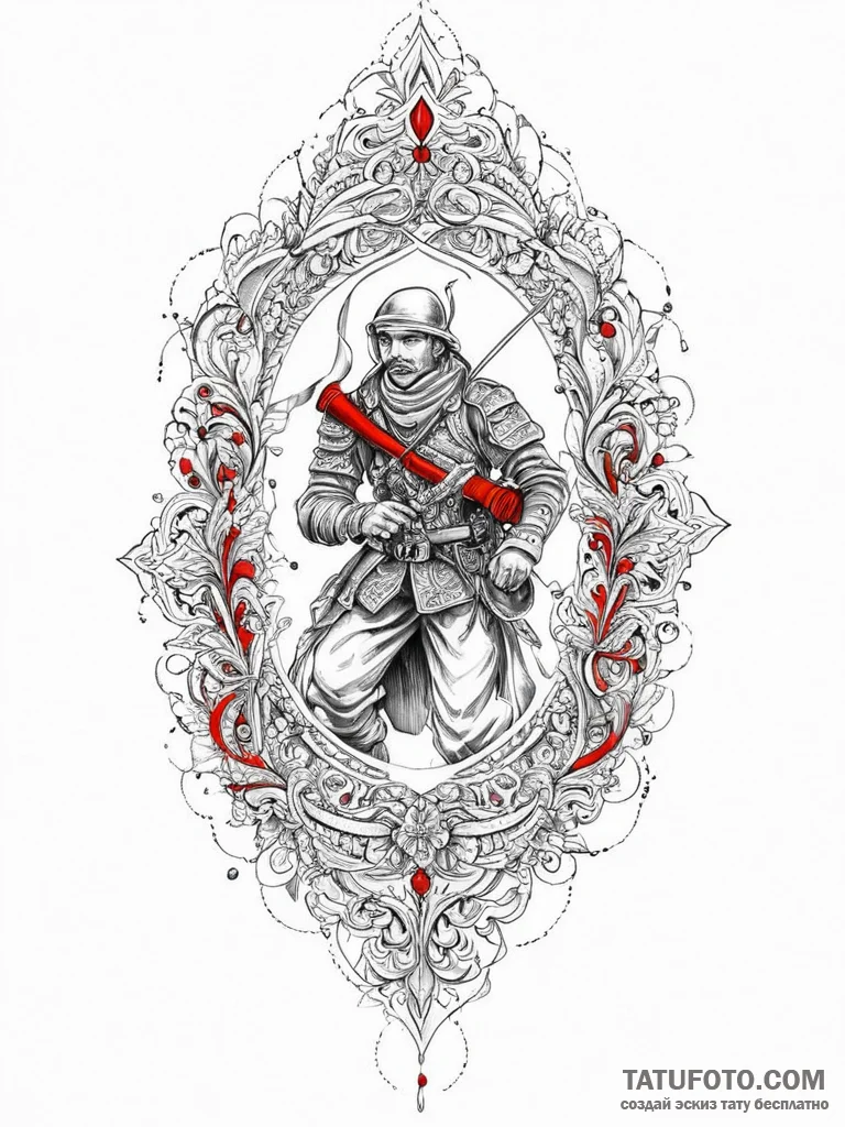Tattoo sketch soldier with a scroll, tattoo s... - эскиз тату (№1756767401_0, 01.09.2025 22:56) — Tatufoto.com