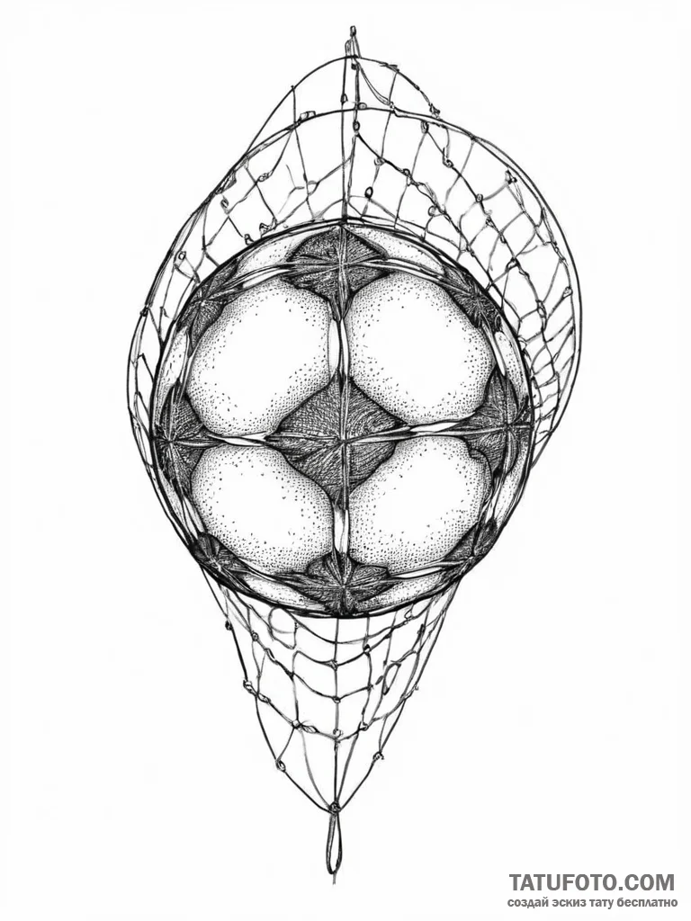 Tattoo sketch soccer ball with a net, concept... - эскиз тату (№1756789142_0, 02.09.2025 04:59) — Tatufoto.com