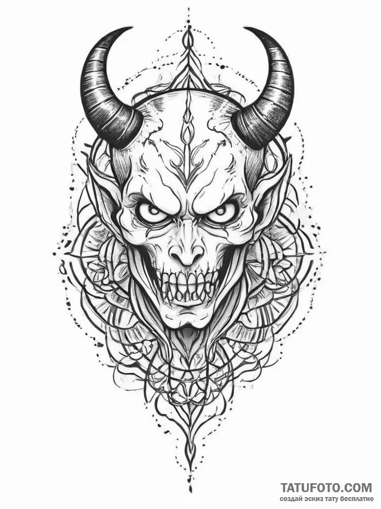 Tattoo sketch devil, concept art for tattoo,... - эскиз тату (№1756789341_0, 02.09.2025 05:02) — Tatufoto.com