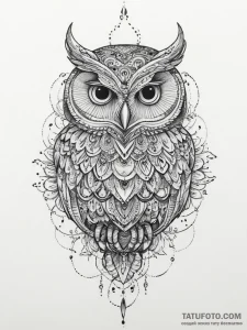 Tattoo sketch филин, tattoo line art, black a... - эскиз тату (№1756790723_0, 02.09.2025 05:25) — Tatufoto.com