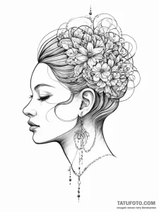 Tattoo sketch узор в виде человеческой головы - эскиз тату (№1756791718_0, 02.09.2025 05:41) — Tatufoto.com