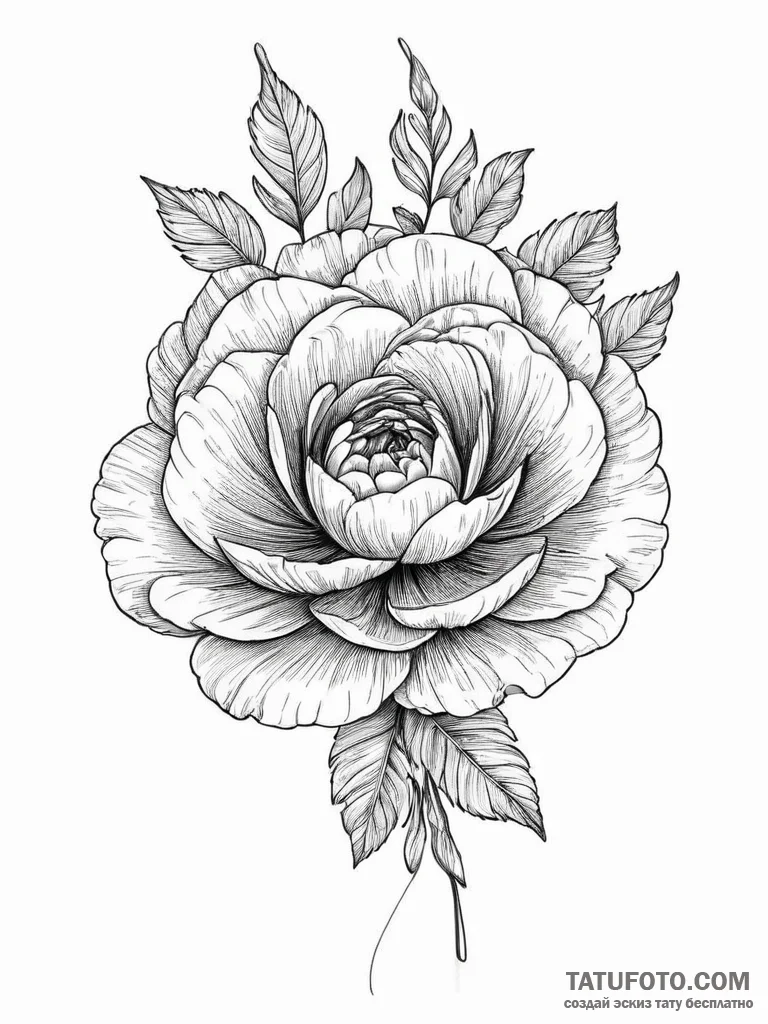 Tattoo sketch ranunculus flower, tattoo sketc... - эскиз тату (№1756792898_0, 02.09.2025 06:01) — Tatufoto.com