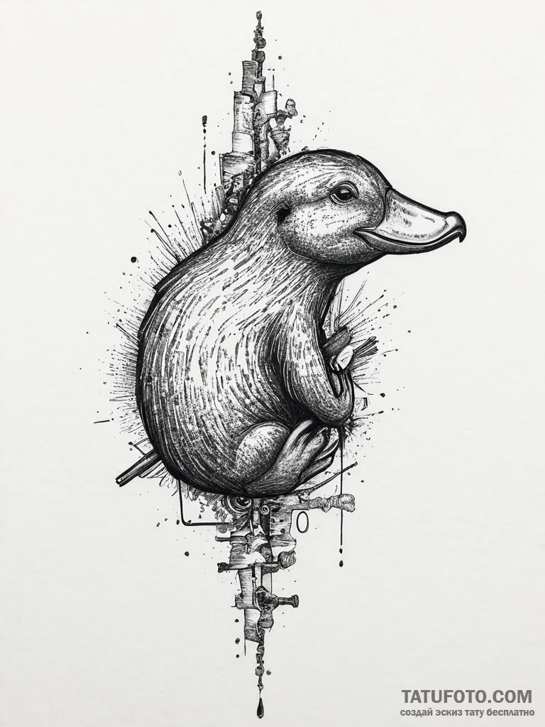 Tattoo sketch platypus, tattoo sketch design,... - эскиз тату (№1756793682_0, 02.09.2025 06:14) — Tatufoto.com