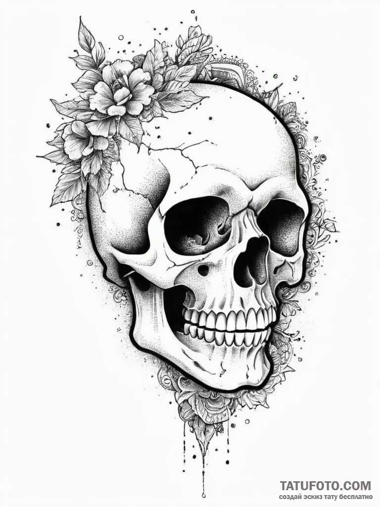Tattoo sketch old map with a skull, artistic... - эскиз тату (№1756793878_0, 02.09.2025 06:17) — Tatufoto.com