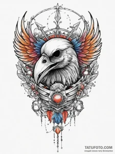Tattoo sketch norse raven on a skull, tattoo... - эскиз тату (№1756794078_0, 02.09.2025 06:21) — Tatufoto.com