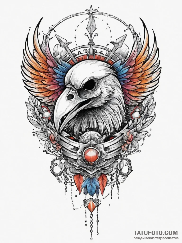 Tattoo sketch norse raven on a skull, tattoo... - эскиз тату (№1756794078_0, 02.09.2025 06:21) — Tatufoto.com