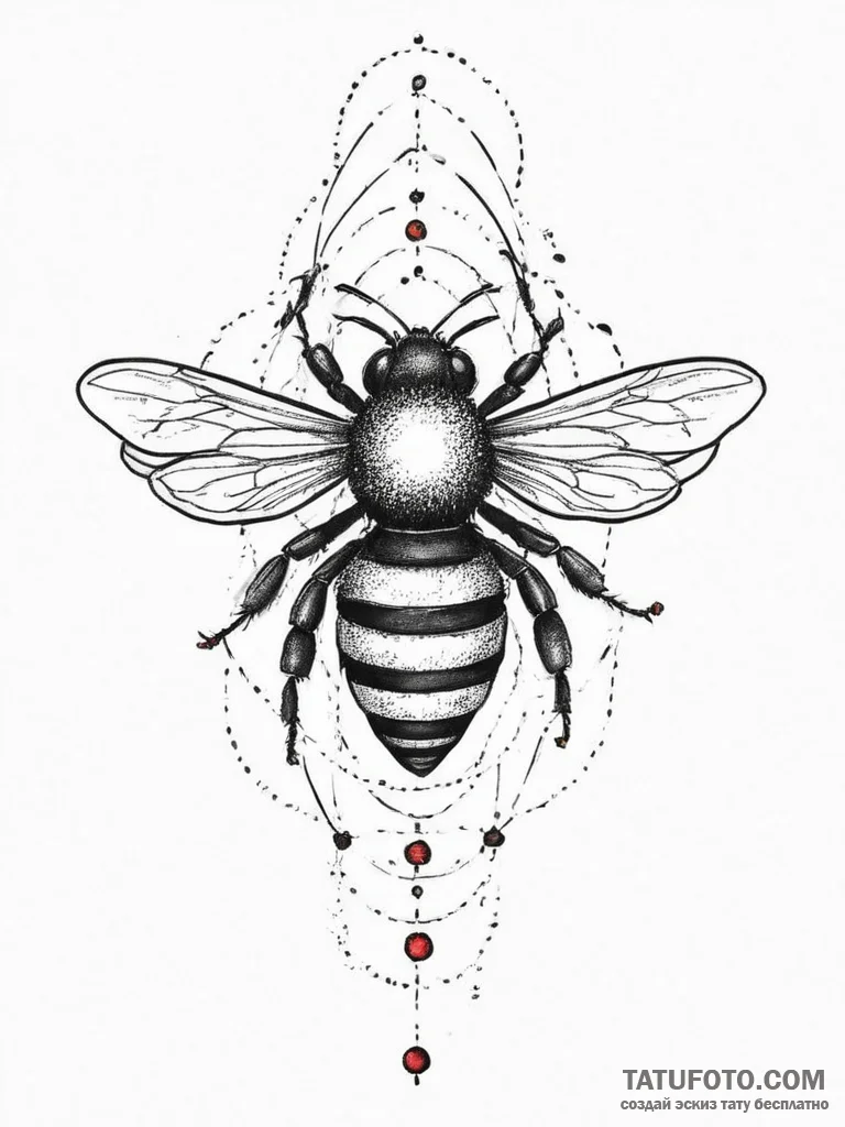 Tattoo sketch geometric bee, concept art for... - эскиз тату (№1756794666_0, 02.09.2025 06:31) — Tatufoto.com