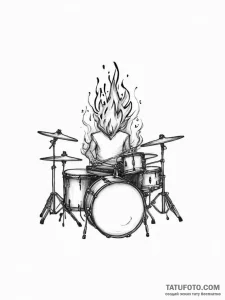 Tattoo sketch musician a drum set with fire,... - эскиз тату (№1756795068_0, 02.09.2025 06:37) — Tatufoto.com