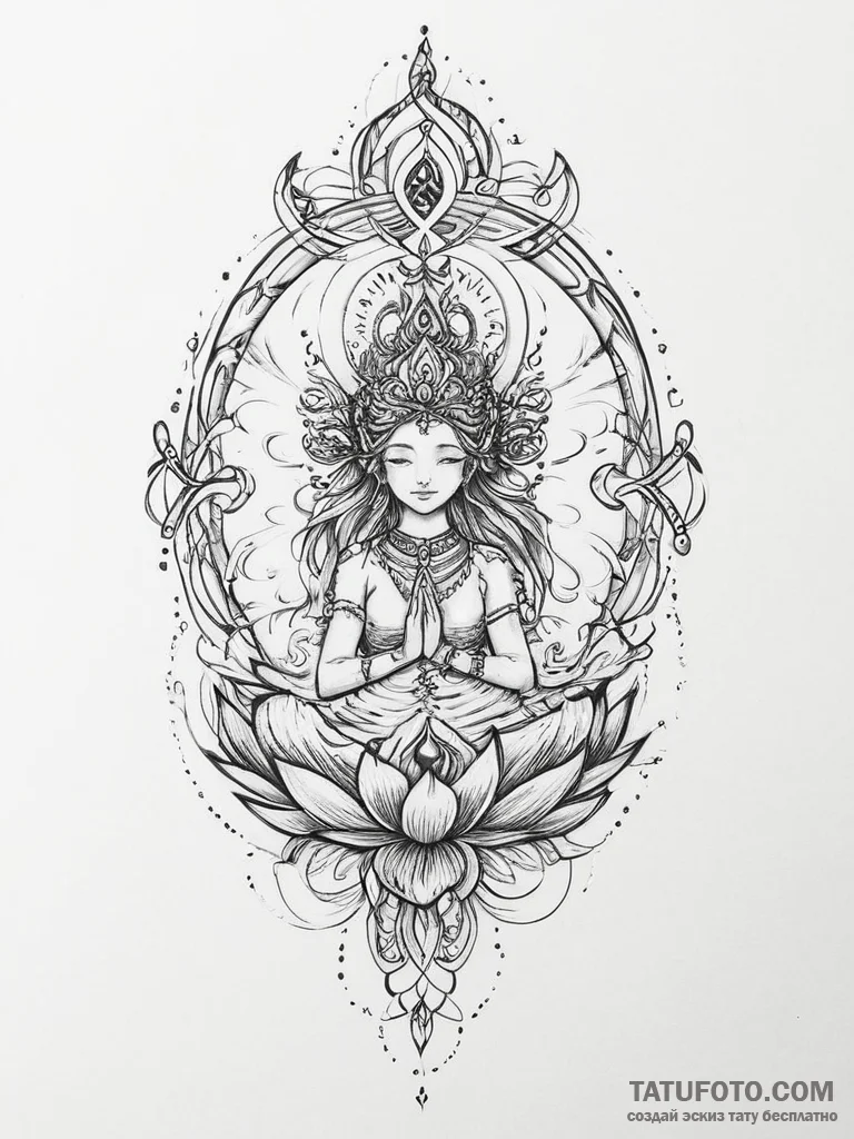 Tattoo sketch sacred water - эскиз тату (№1756796256_0, 02.09.2025 06:57) — Tatufoto.com