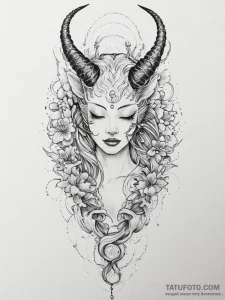 Tattoo sketch succubus horns, tattoo sketch d... - эскиз тату (№1756797461_0, 02.09.2025 07:17) — Tatufoto.com