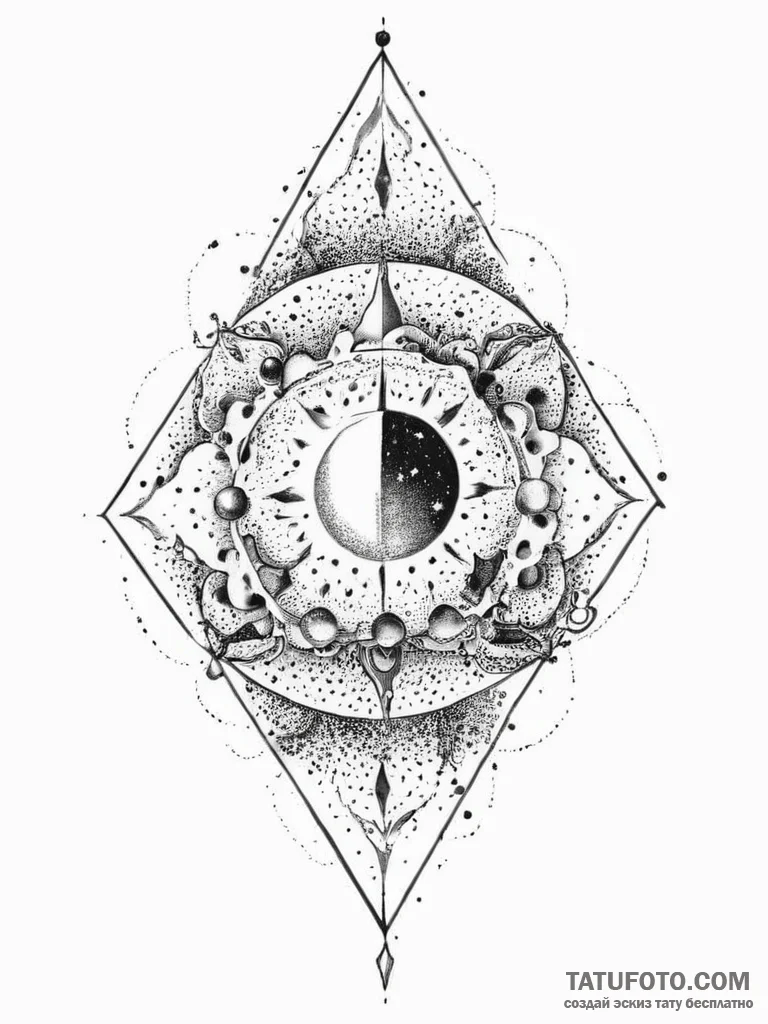 Tattoo sketch cosmic source, ink illustration... - эскиз тату (№1756798872_0, 02.09.2025 07:41) — Tatufoto.com