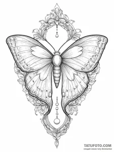 Tattoo sketch luna moth, concept art for tatt... - эскиз тату (№1756799077_0, 02.09.2025 07:44) — Tatufoto.com