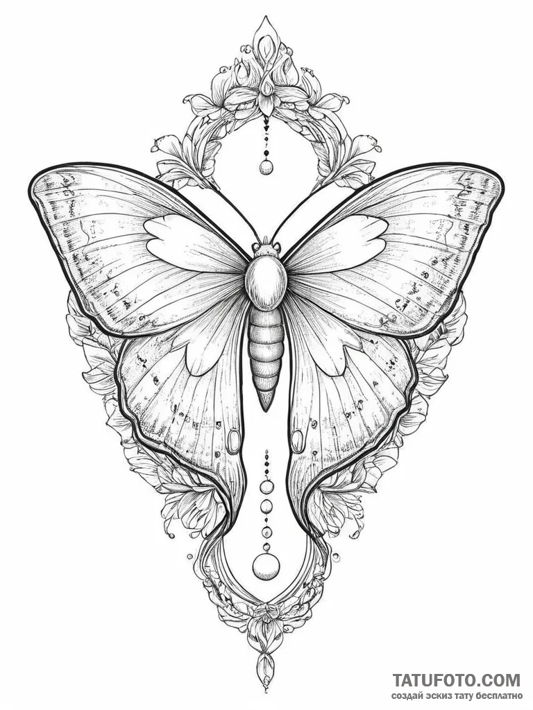 Tattoo sketch luna moth, concept art for tatt... - эскиз тату (№1756799077_0, 02.09.2025 07:44) — Tatufoto.com