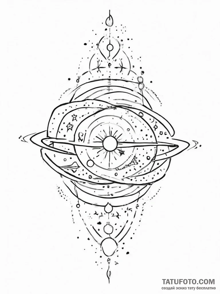 Tattoo sketch cosmic scene - эскиз тату (№1756799272_0, 02.09.2025 07:47) — Tatufoto.com