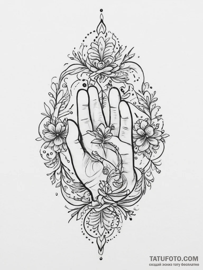 Tattoo sketch hands with a scroll, tattoo fla... - эскиз тату (№1756800287_0, 02.09.2025 08:04) — Tatufoto.com