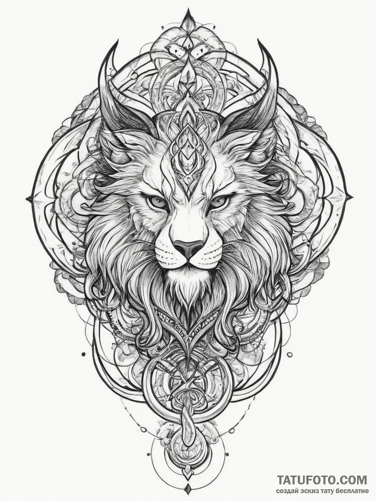 Tattoo sketch sacred beast, tattoo line art,... - эскиз тату (№1756800684_0, 02.09.2025 08:11) — Tatufoto.com