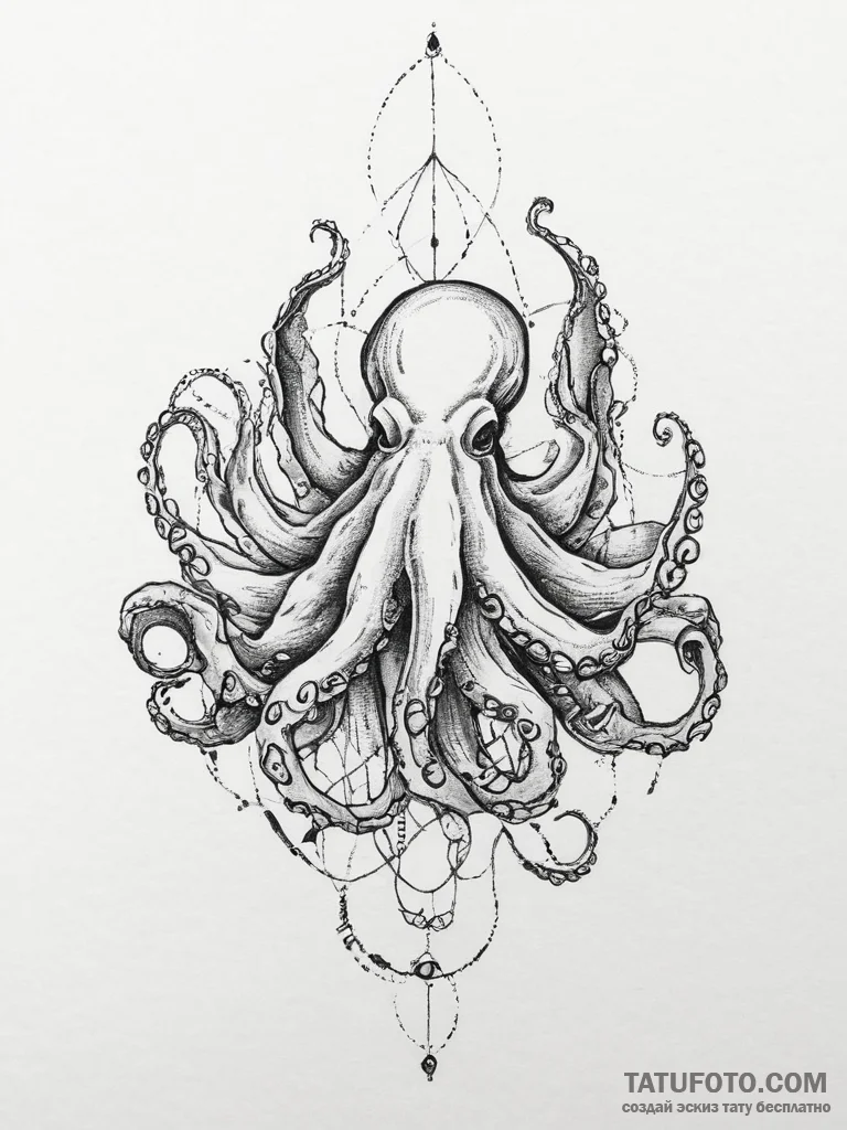 Tattoo sketch hands with an octopus, ink illu... - эскиз тату (№1756802081_0, 02.09.2025 08:34) — Tatufoto.com