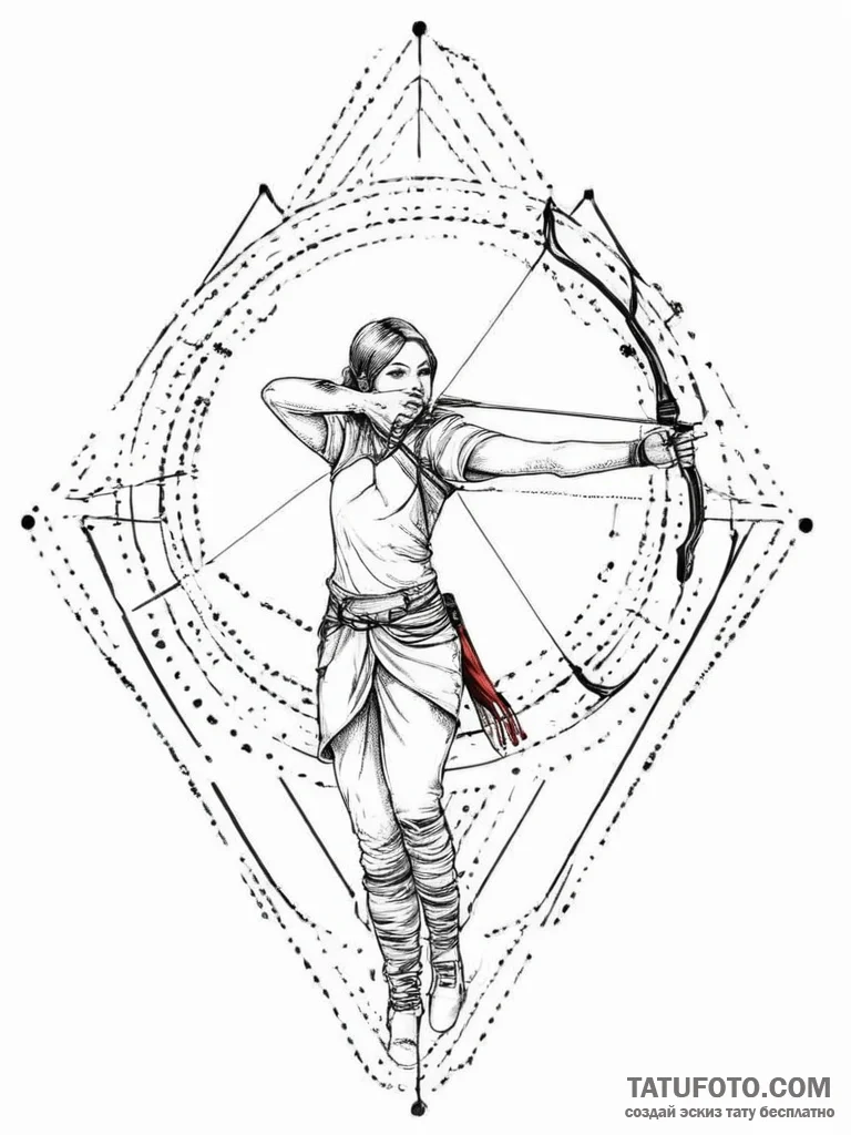 Tattoo sketch archer, artistic tattoo sketch,... - эскиз тату (№1756802277_0, 02.09.2025 08:37) — Tatufoto.com