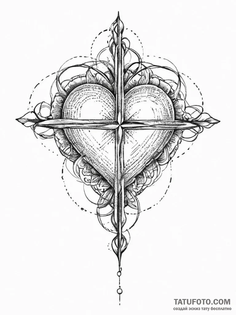 Tattoo sketch heart, tattoo line art, sketch... - эскиз тату (№1756802473_0, 02.09.2025 08:41) — Tatufoto.com