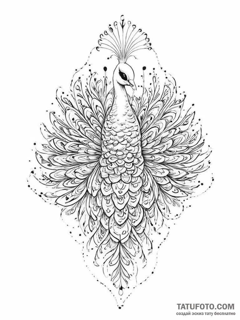 Tattoo sketch peacock tattoo, ink illustratio... - эскиз тату (№1756803662_0, 02.09.2025 09:01) — Tatufoto.com