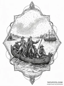 Tattoo sketch george washington crossing the... - эскиз тату (№1756803860_0, 02.09.2025 09:04) — Tatufoto.com