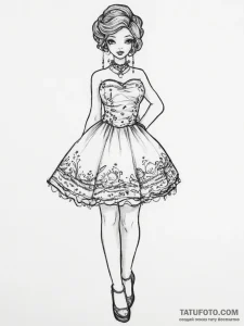 Tattoo sketch doll making a doll's dress, con... - эскиз тату (№1756805084_0, 02.09.2025 09:24) — Tatufoto.com