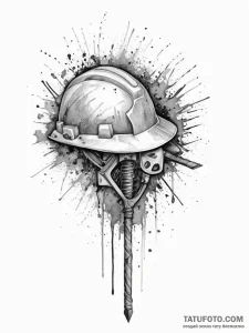 Tattoo sketch miner pickaxe and helmet, artis... - эскиз тату (№1756805280_0, 02.09.2025 09:28) — Tatufoto.com