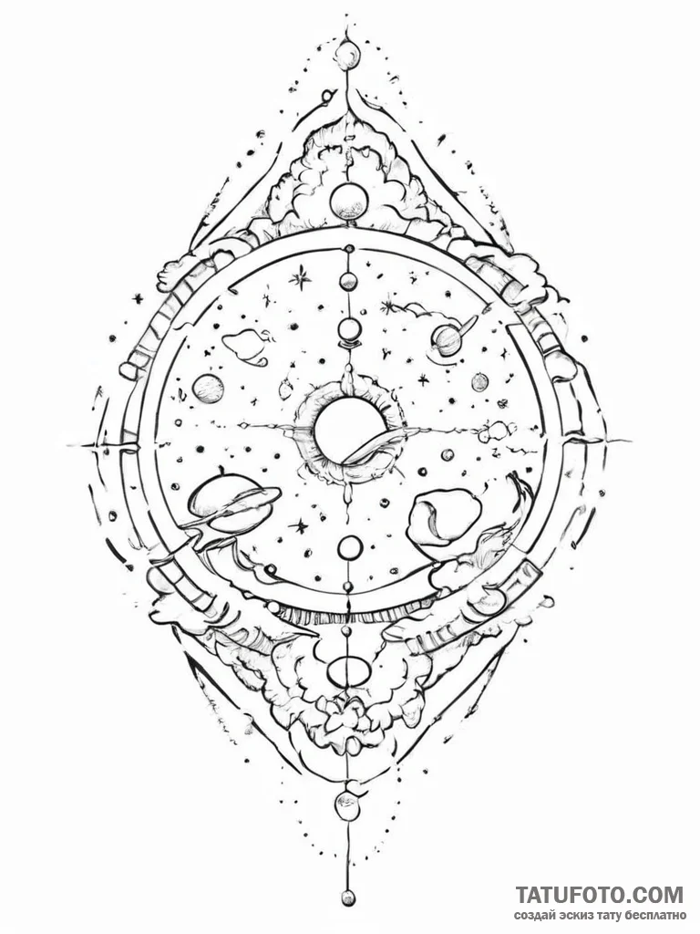 Tattoo sketch cosmic story - эскиз тату (№1756807090_0, 02.09.2025 09:58) — Tatufoto.com