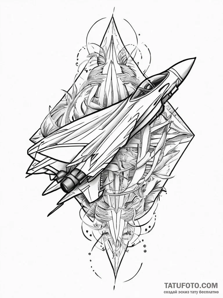 Tattoo sketch fighter jet, tattoo flash sheet... - эскиз тату (№1756886115_0, 03.09.2025 07:55) — Tatufoto.com