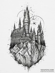 Tattoo sketch harry potter hogwarts castle, t... - эскиз тату (№1756888071_0, 03.09.2025 08:27) — Tatufoto.com
