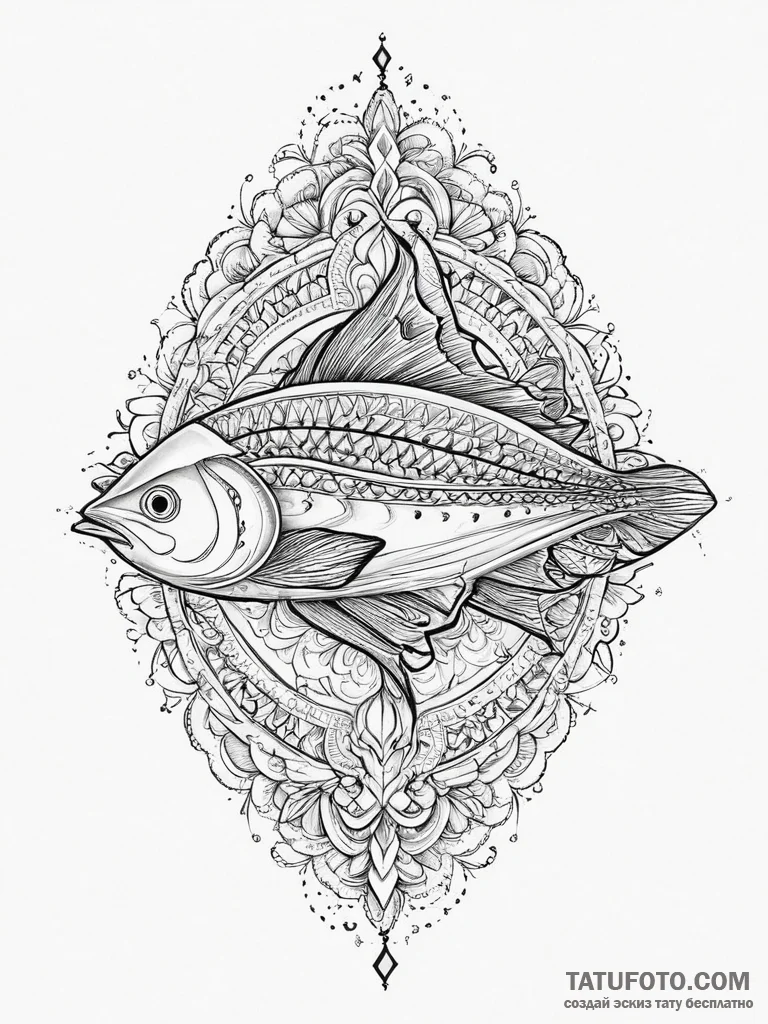 Tattoo sketch amberjack, ink illustration for... - эскиз тату (№1756889051_0, 03.09.2025 08:44) — Tatufoto.com