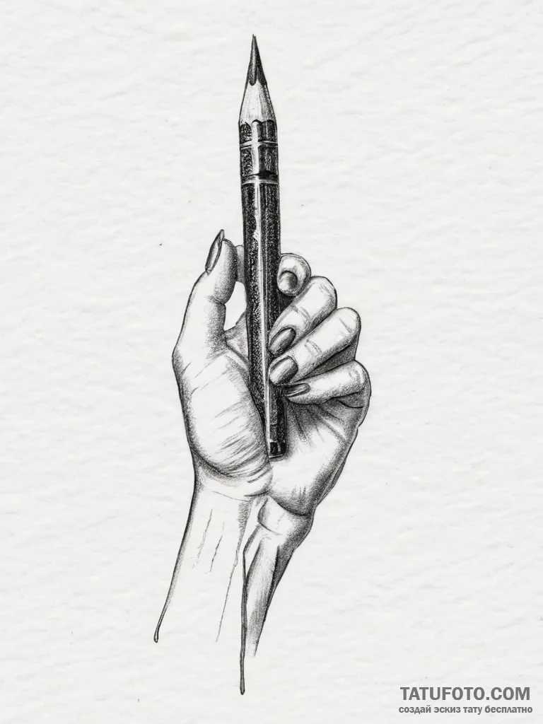 Tattoo sketch hands with a pencil, tattoo dra... - эскиз тату (№1756891996_0, 03.09.2025 09:33) — Tatufoto.com