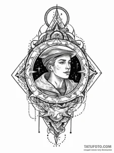 Tattoo sketch cosmic character, tattoo flash... - эскиз тату (№1756910908_0, 03.09.2025 14:48) — Tatufoto.com